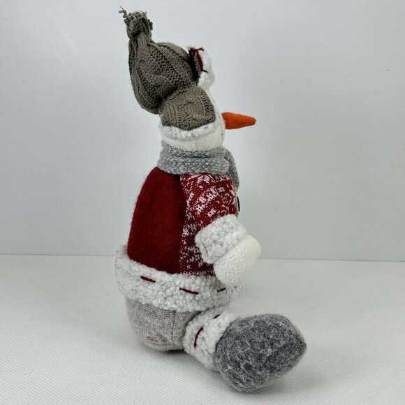 Handmade Snowman Plush Doll Knit Hat Sweater and Scarf Weighted Winter Decor 13" - Picture 5 of 10